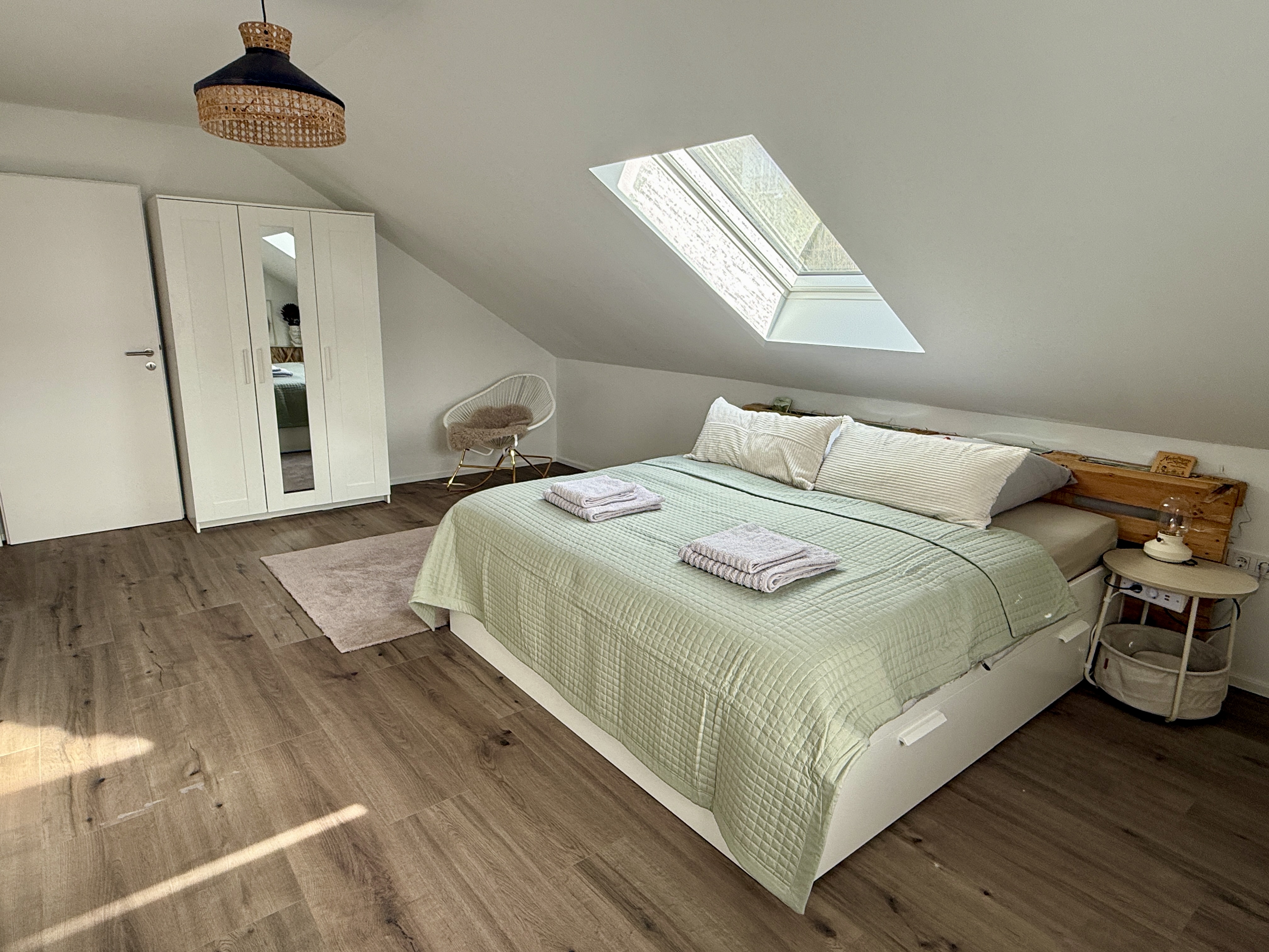 Cosy bedroom with skylight
